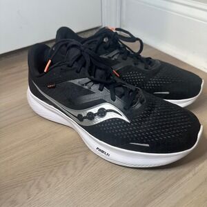 Saucony men Ride 16 Black/White Running Shoes 12 wide